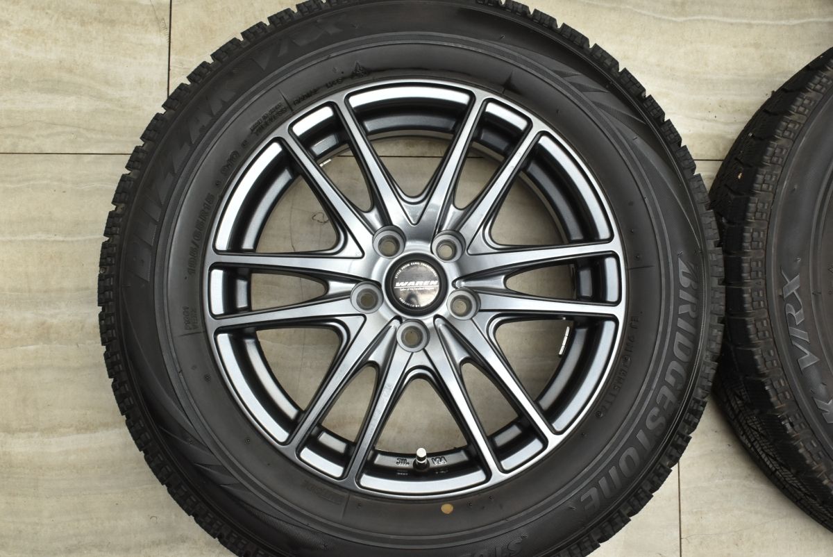 【美品】WAREN 15in 6J +48 PCD100 ブリヂストン ブリザック VRX 195/65R15 プリウス カローラツーリング/スポーツ インプレッサ 送料無料