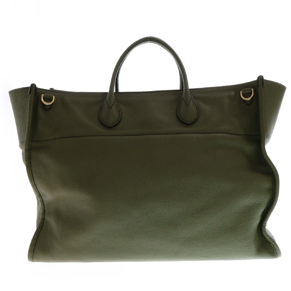 GUCCI (グッチ) ロゴ ラージ トートバッグ レザー オリーブ 674837 