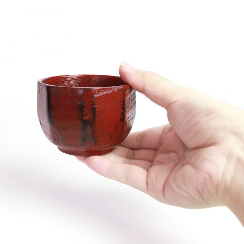 天然木製 ぐい呑み 亀甲 根来 漆塗り 根来塗り ぐいのみ お猪口