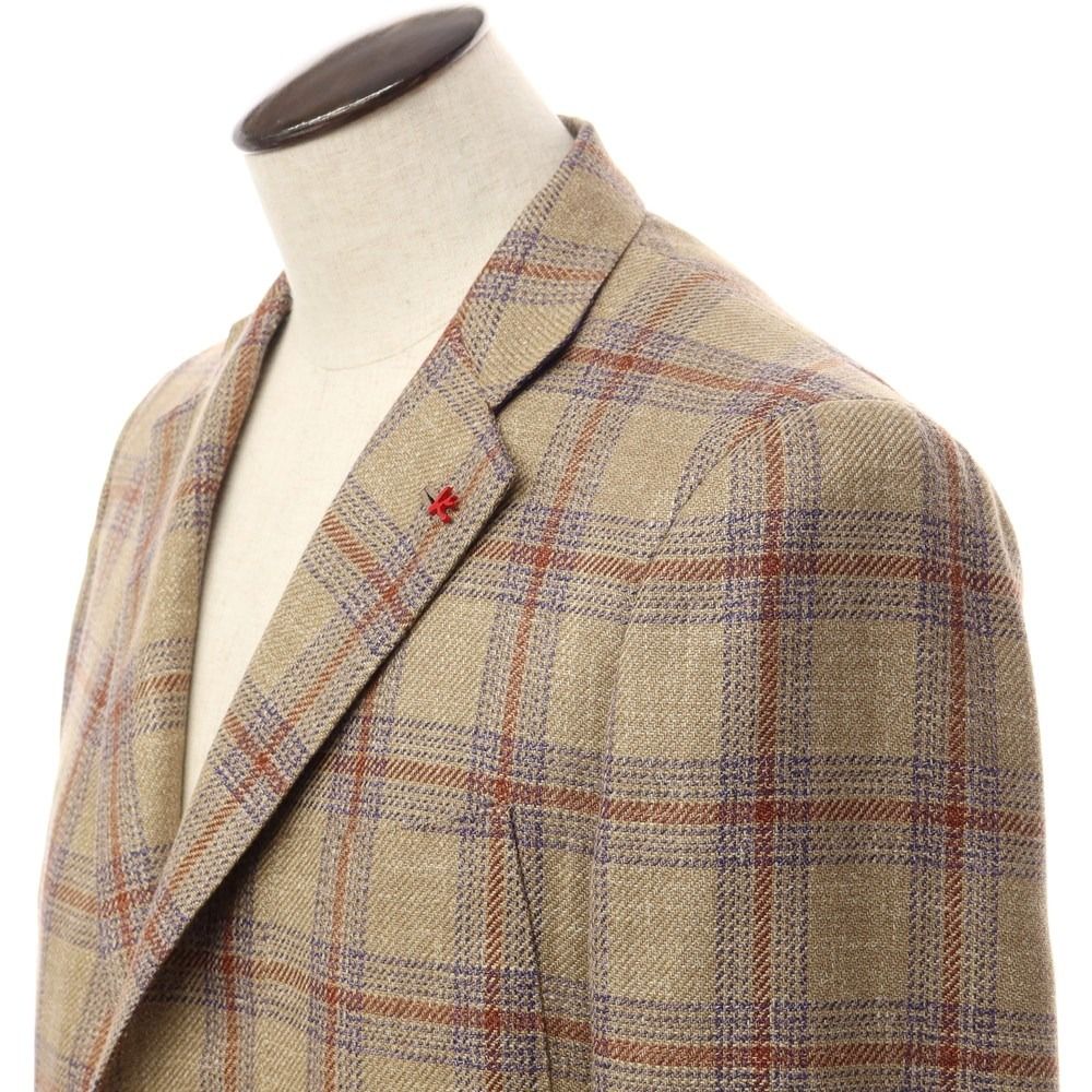 中古】【未使用】イザイア ISAIA ウールシルクリネン チェック 2B 中古】【未使用】イザイア ISAIA ウールシルクリネン チェック 2B