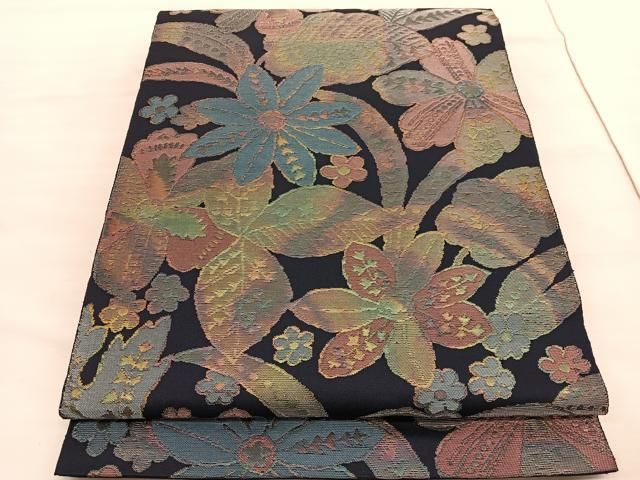 平和屋着物◎西陣 服部織物謹製 六通柄袋帯 こはく錦 花鳥文 金銀糸