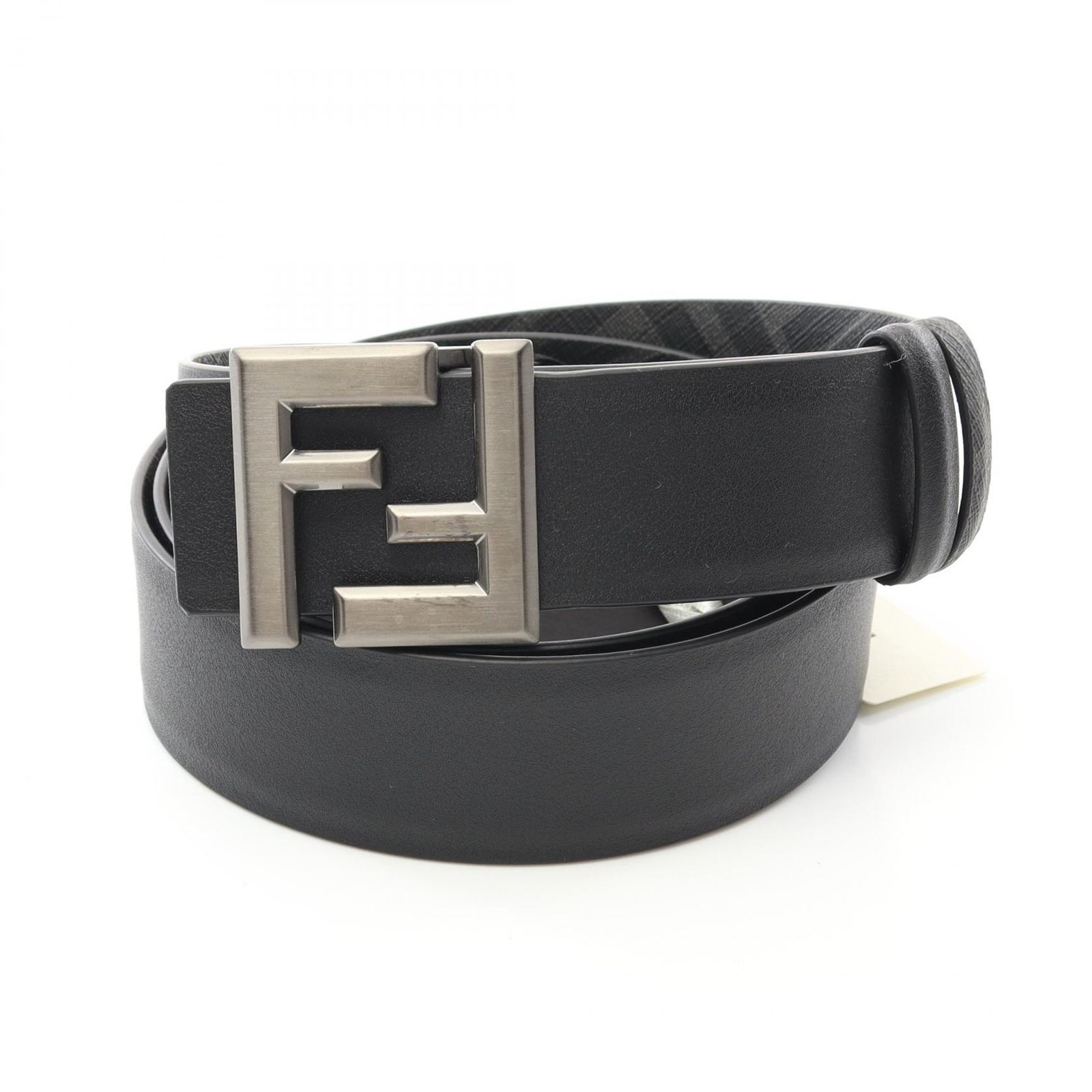 フェンディ FENDI ベルト FFロゴ 7C0541ASIWF1DYM100 ブラック レザー PVCコーティングキャンバス ベルト メンズ