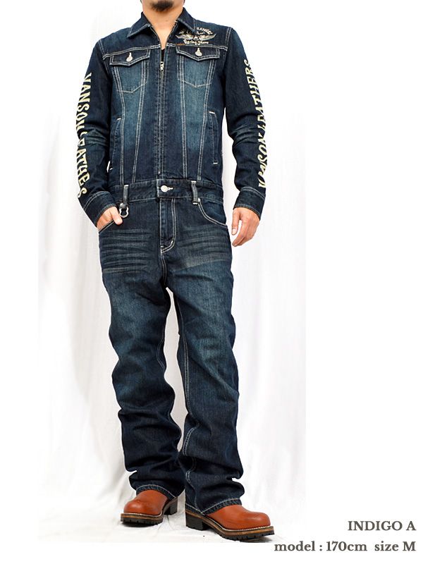 VANSON デニム つなぎ オールインワン　スターデザイン VANSON バンソン つなぎ デニム メンズ レディース かっこいい