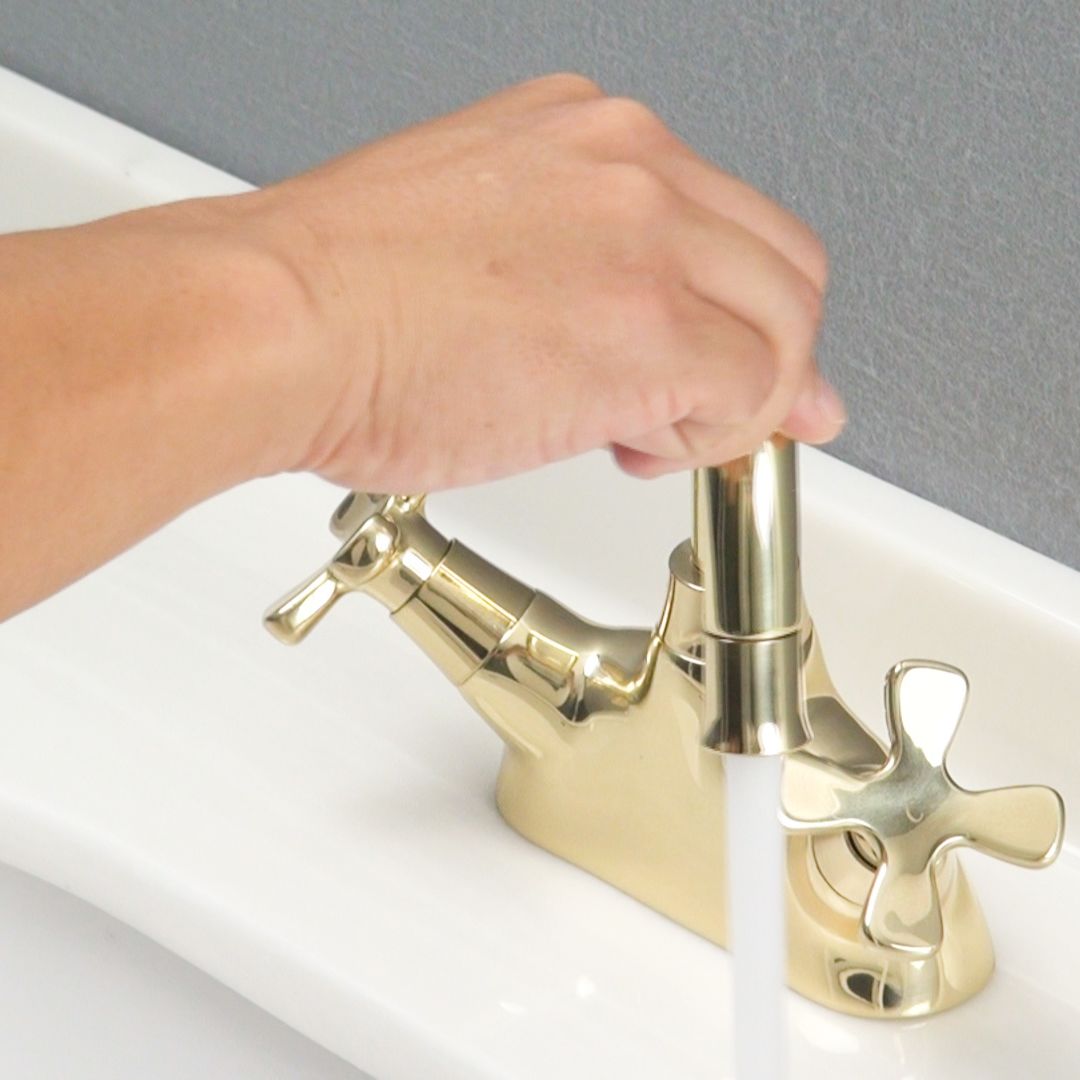 ♥ KAKUDAI 2ハンドル混合栓 クリアブラス _ 151-203-CG STEELWINDOWSANDDOORS_COM