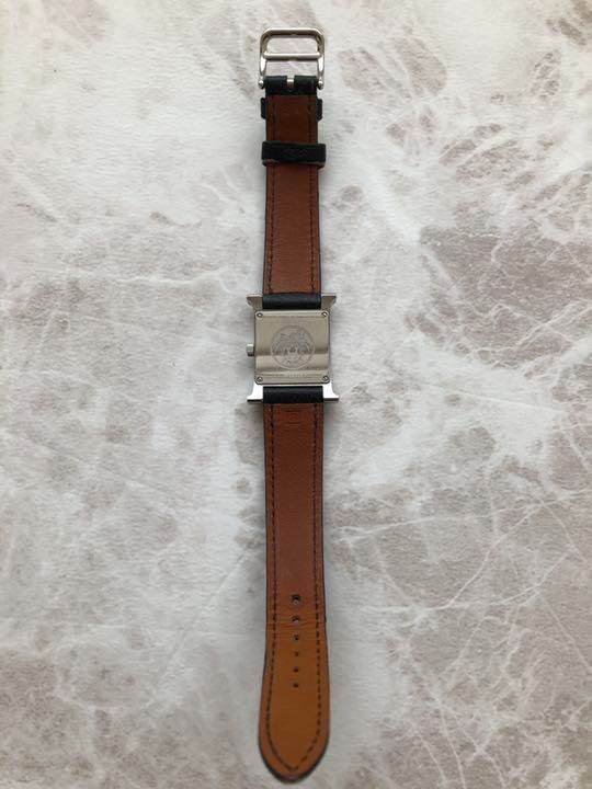 エルメス　Hウォッチ　ブラックベルト✖️ピンク文字盤✖️シルバー エルメスHウォッチブラックベルト✖️ピンク文字盤✖️シルバー