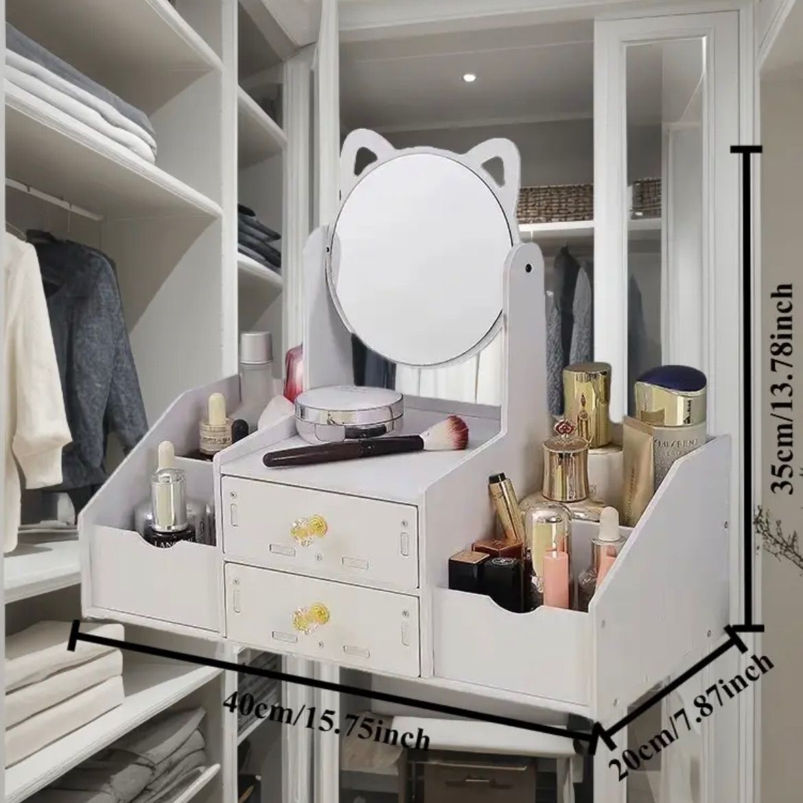 ドレッシングテーブルセット バニティデスク 大型ドレッシングテーブル 収納引き出し2個付き 取り外し可能 バニティミラー ジュエリー ドレッシングテーブルセット バニティデスク 大型ドレッシングテーブル 収納引き出し2個付き バニティミラー フリップミラー ジュエリ バニティデスク  ライト付きミラー/引き出し付き メイクテーブル (鏡台・ドレッサー) 102323646【BUYMA】