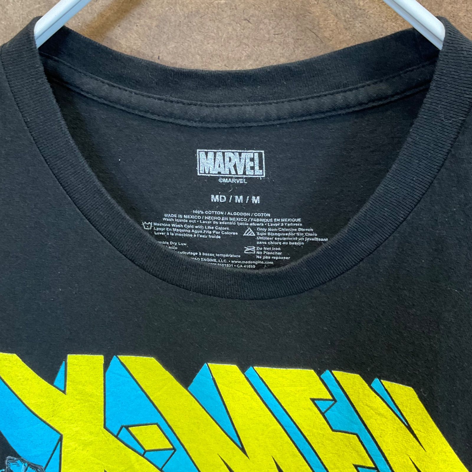 US古着 エックスメンX-MEN マーベル イラストプリント半袖tシャツ黒M