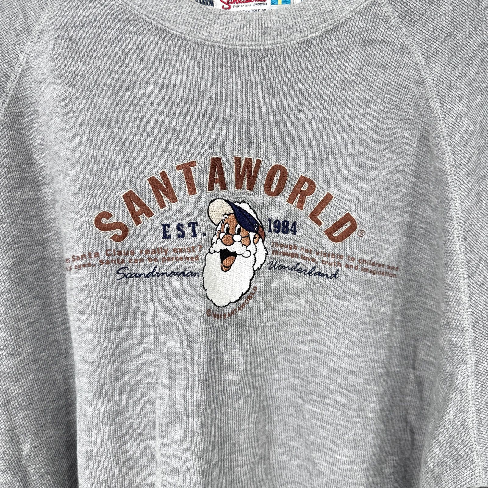 90s SANTA WORLD 刺繍 トレーナー スウェット 3L XXL グレー サンタ 