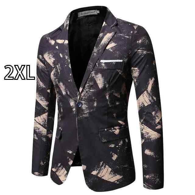 [2XL]秋冬 コーデ メンズ  服 シンプル ファッション オシャレ 大人 かっこいい 大きいサイズ ストリート 紳士服  スリム ビジネス フォーマル プリント スーツ ジャケット アウター 衣類 ステ