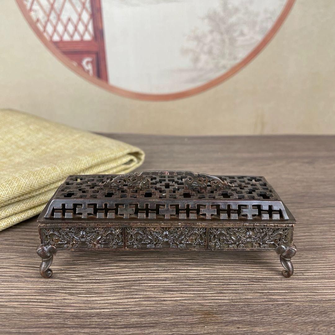 銅器 八宝図香薫炉 宣炉 香道具 茶道具 装飾品 工芸品 置物 銅器 宣徳四象足臥式香炉 茶道香炉 香道具 装飾品 工芸品 置物