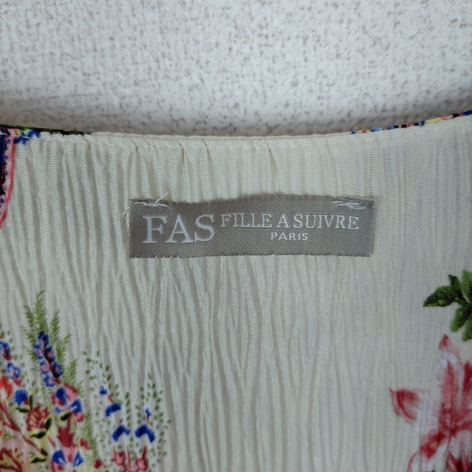 ファス FAS FILLE A SUIVRE ネイビー ペイズリー柄 ワンピース FAS Fille à suivre 総柄 七分袖 カシュクールワンピース T2