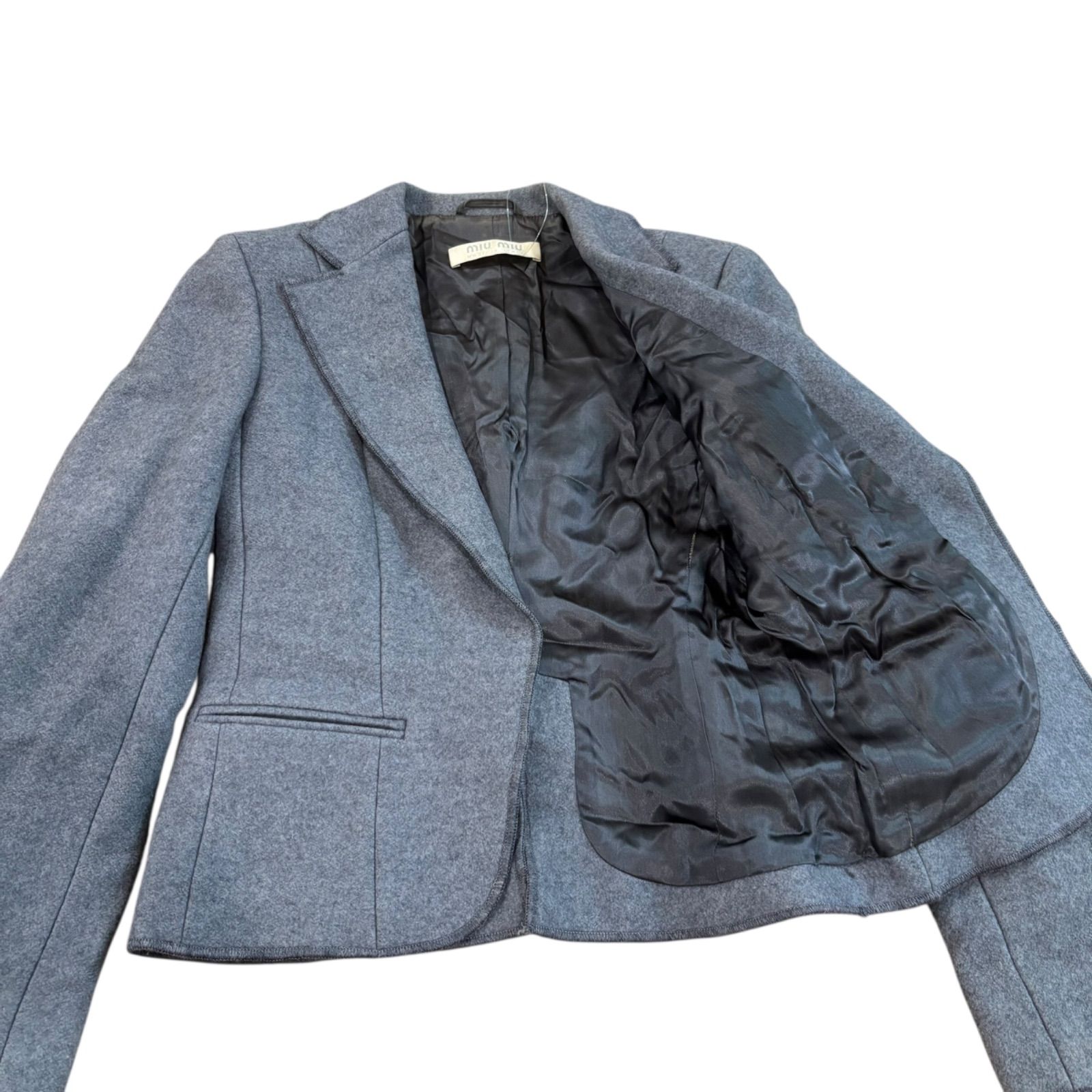 Z1559 miumiu ミュウミュウ イタリア製 ウールジャケット グレー