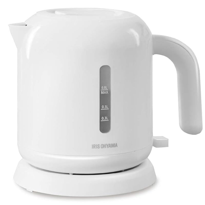 アイリスオーヤマ 電気ケトル 800ml お手入れカンタン フィルター掃除|蓋取り外し ニオイ移りしない 空焚き防止機能付き IKEB800W ホワイト 節電対策 0