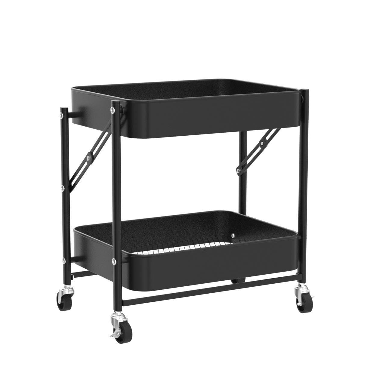 テーブルワゴン キャスター付き 折りたたみ式 ブラック MIP-71 N01