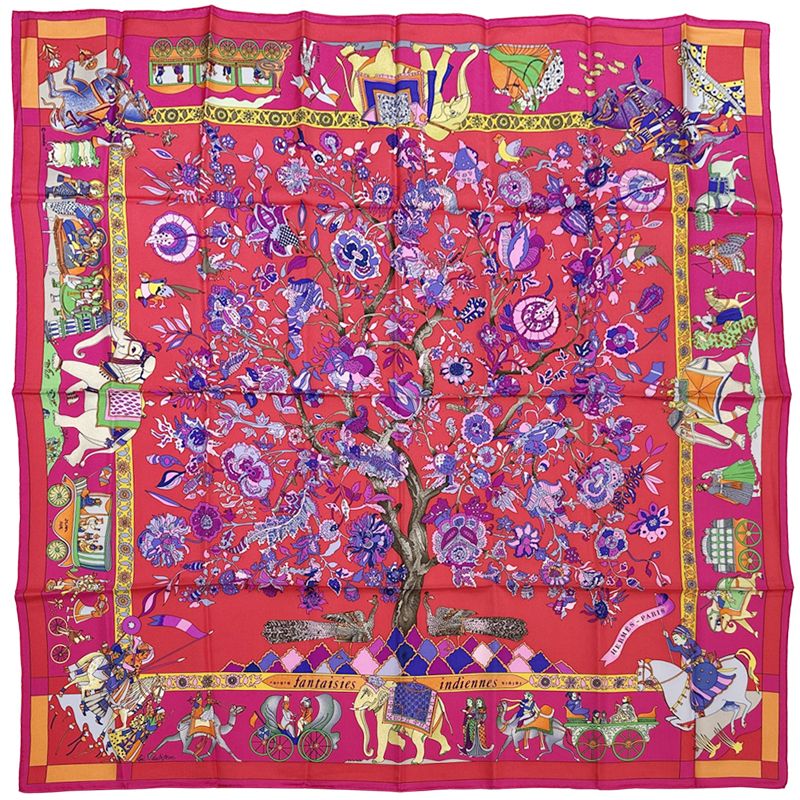 希少 エルメス カレ 眩惑のインド fantaisies indiennes Atelier Ninon / ヴィンテージ「エルメス」スカーフ『Fantaisies