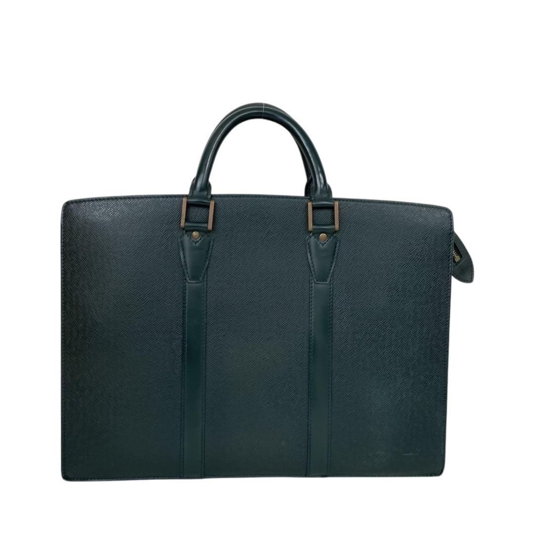 価格交渉 質問大 LOUIS VUITTON ルイヴィトン タイガ ポルトドキュマン ロザン ビジネスバッグ メンズ A4可 通勤 書類鞄 感 上質 レザー エピセア グリーン系 自立型 ゴールド金具 人気モデル 4351