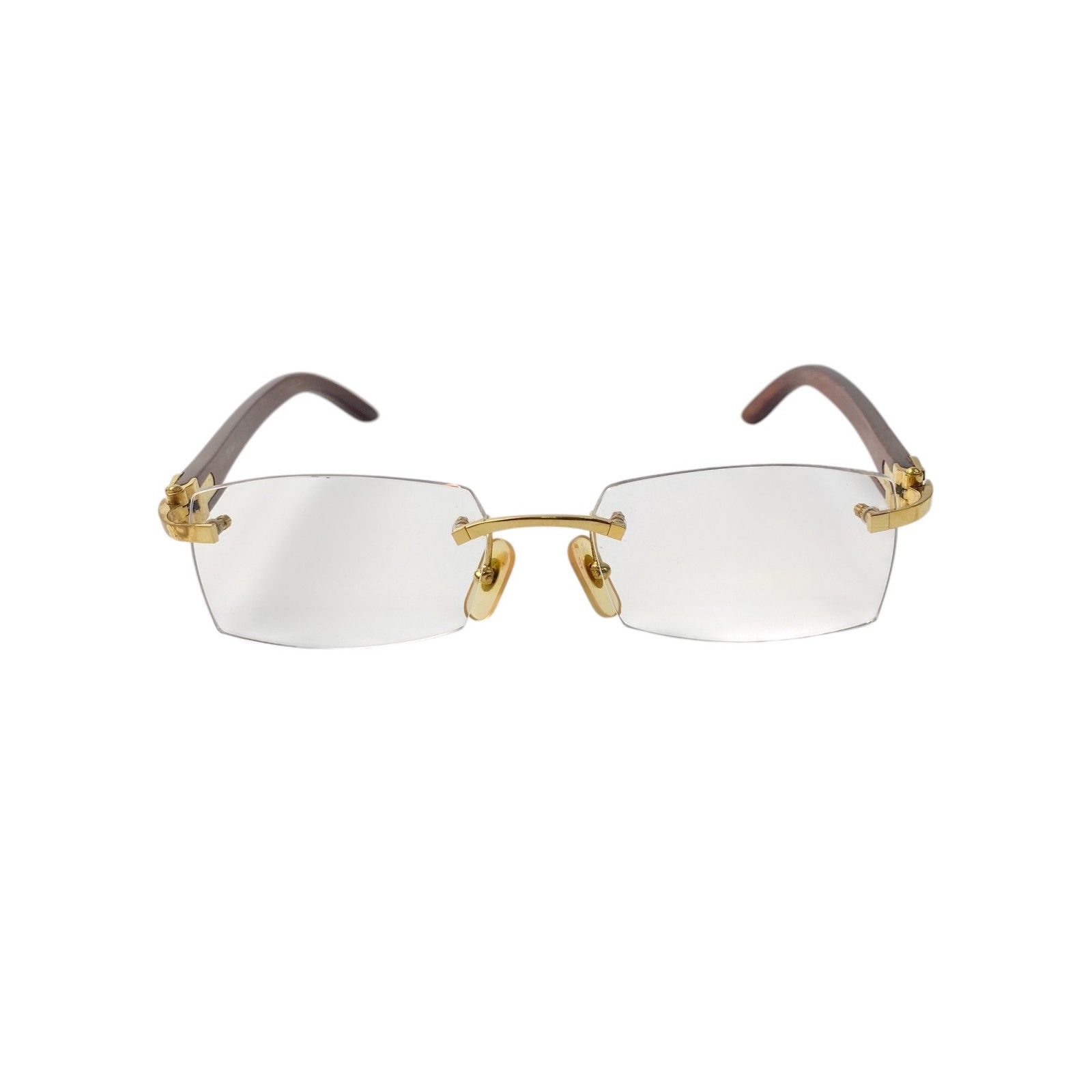 カルティエ Cartier レディース 140b ウッド メガネフレーム 度入り