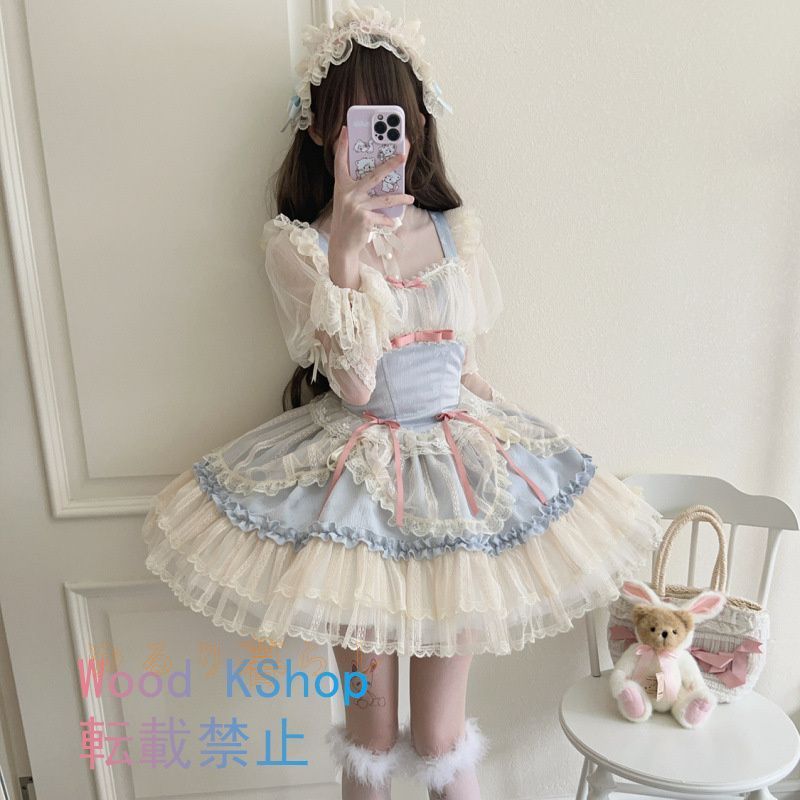 JSK オリジナルデザイン ストラップドレス 豪華ロリータ洋装 日常着 花嫁スタイル ジャンパースカート カワイイ コスプレ ロリータ ハロウィン コスプレ衣装 キャラクター衣装 コスチューム ゴスロ