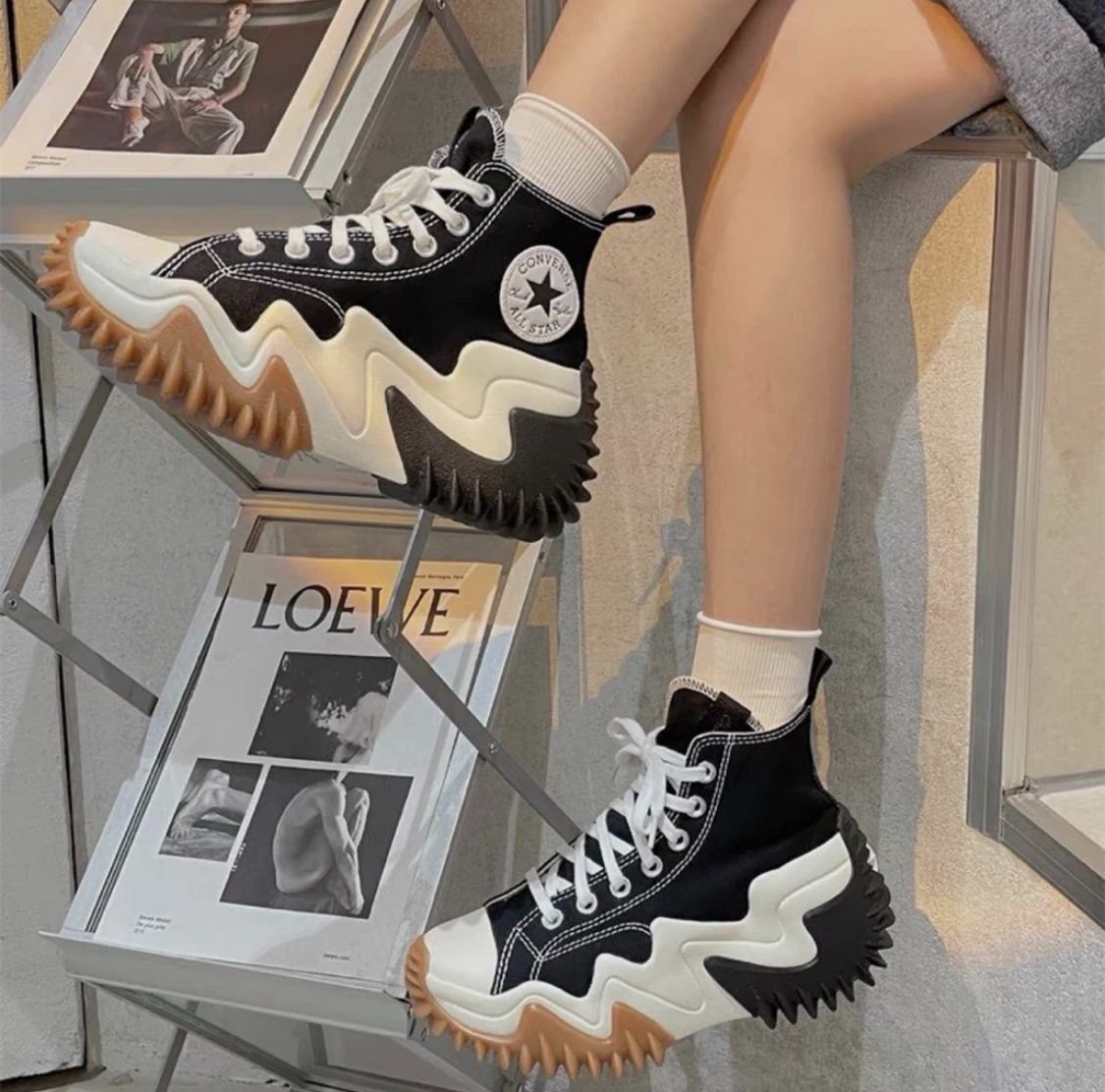 コンバース Converse 厚底 スニーカー ダッド ハイカット  コンバース--