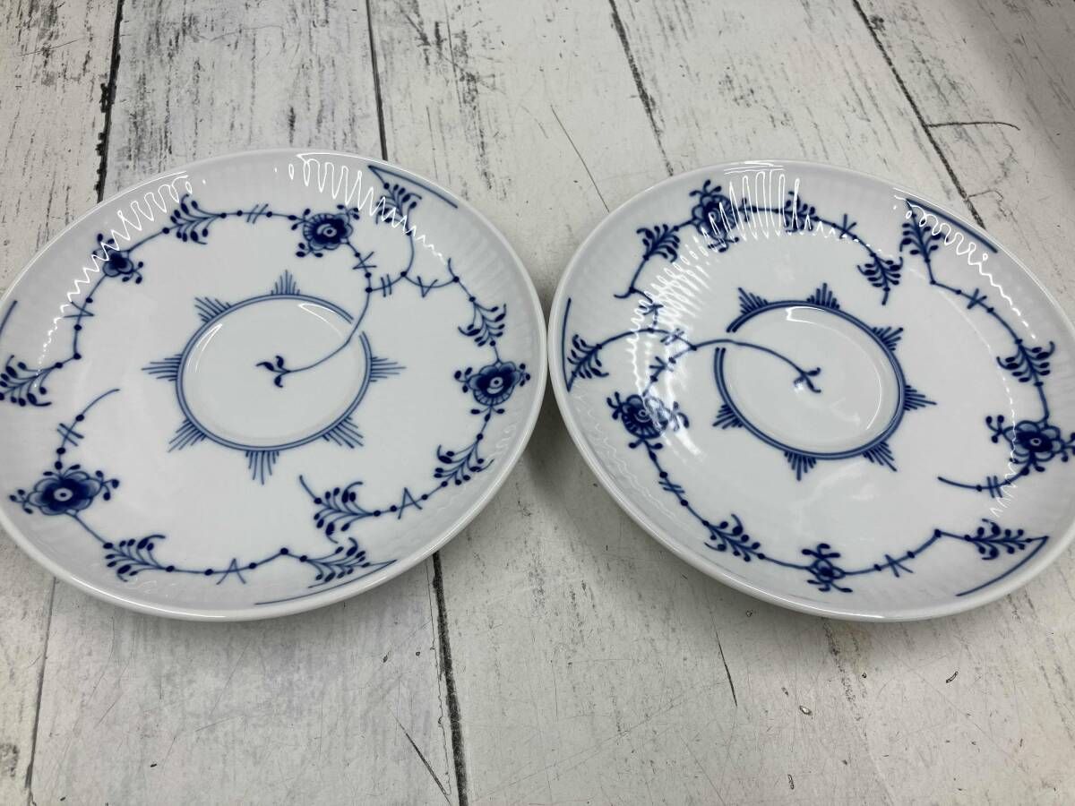 ROYAL COPENHAGEN ロイヤルコペンハーゲン ブルーフルーテッド ペア カップ-ソーサー 箱あり