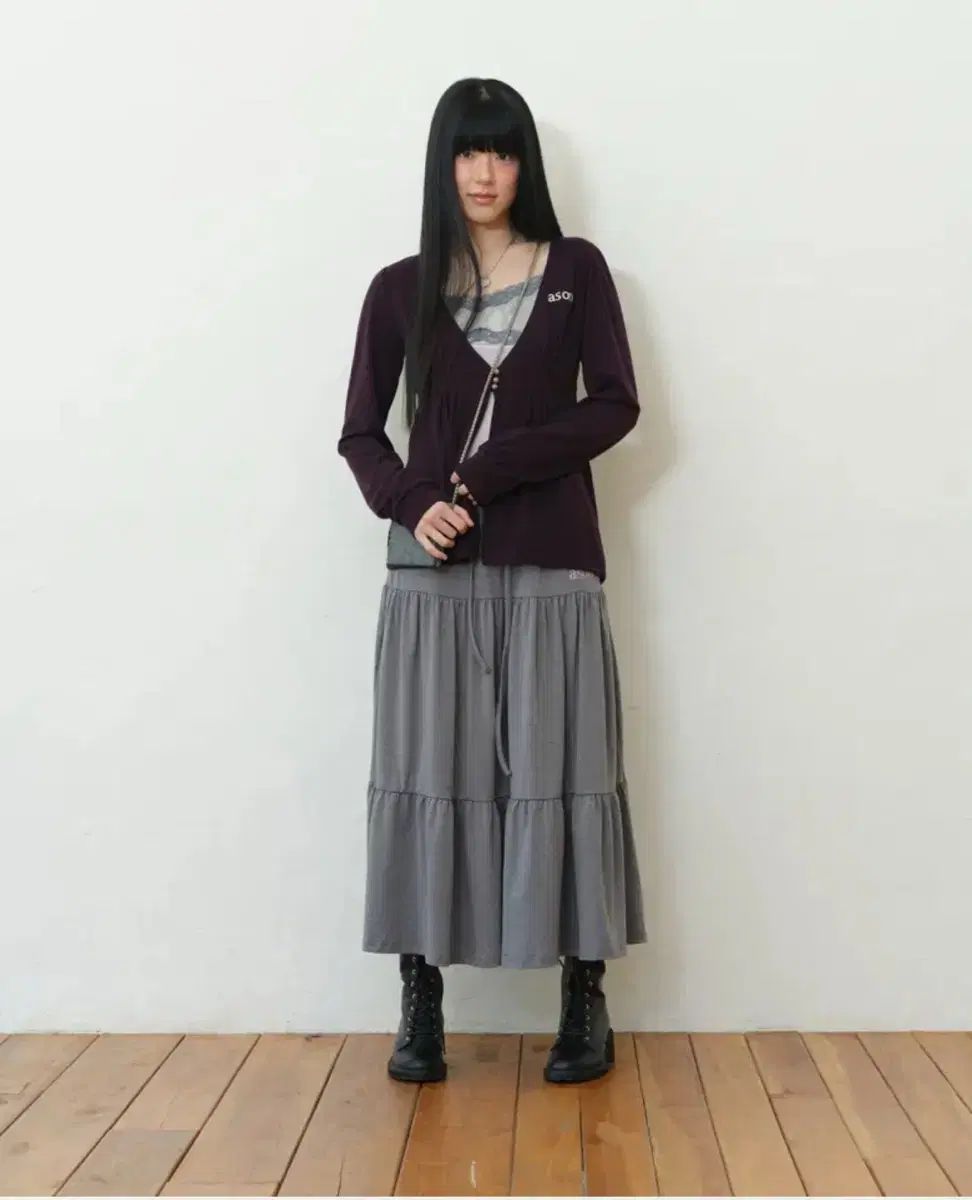 ason(アズオン) amy long skirt グレー
