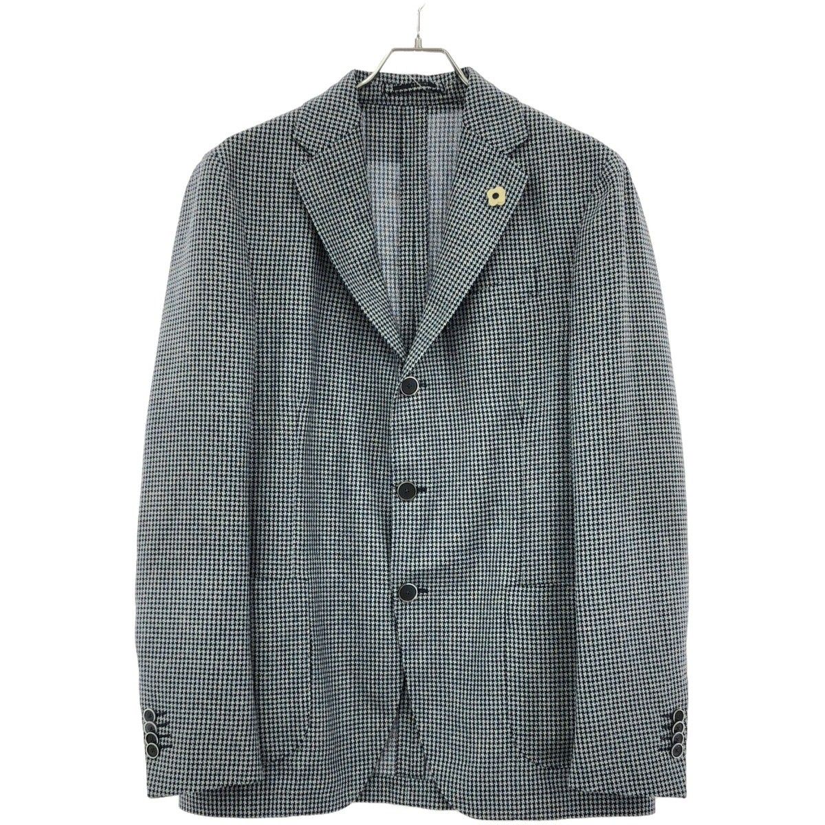 LARDINI ラルディーニ ハウンドトゥースシルク混3Bウールテーラード 