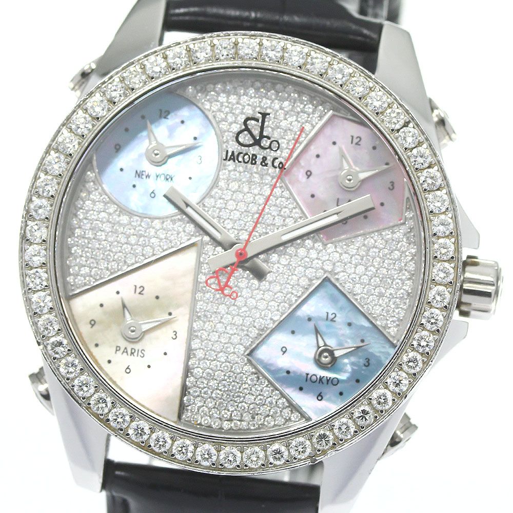 ジェイコブ JACOB&CO 5タイムゾーン 40MM ダイヤベゼル シェル