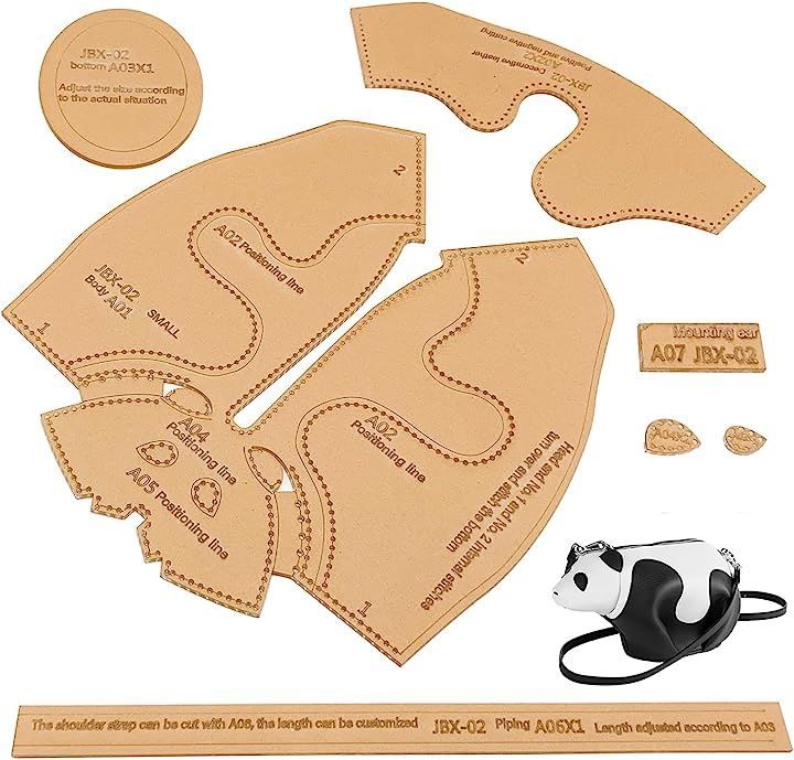 eeldog レザークラフト 型紙 アクリル製 パターン 立体 アニマル ショルダーバッグ( クリアー，  小パンダ)