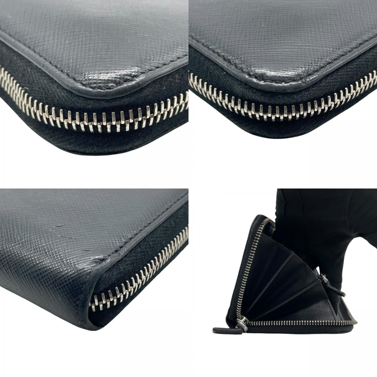 PRADA 長財布　ブラック　レザー　ラウンドジップ　ロゴマーク 楽天市場】【未使用品】 プラダ 長財布 ジップアラウンド長財布