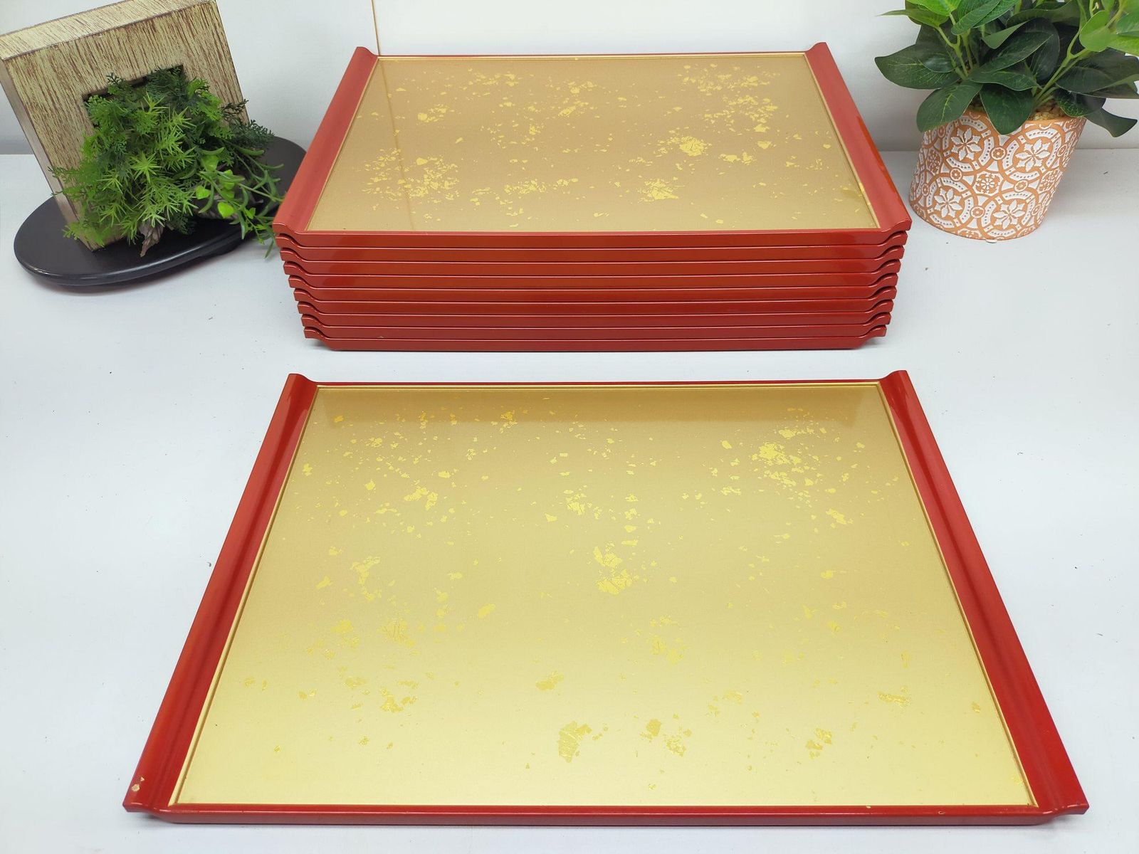 コメント専用　お気軽にどうぞー♪ 業務用 長手盆 10枚セット トレー 幅48x奥行34x高2.3cm 色紙