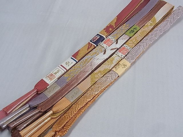 平和屋-こころ店■和装小物 上質な帯締め10本セット 高麗組 唐組 笹波組 京組紐 みさわ 特選金銀糸 三分金 逸品 未使用 3kk1752