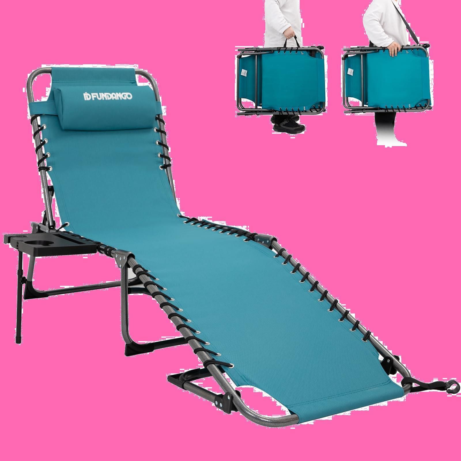 デッキチェア キャンピング 折りたたみ 耐荷重120kg アウトドア ベッド リクライニング ブラック キャンプ コット FUNDANGO