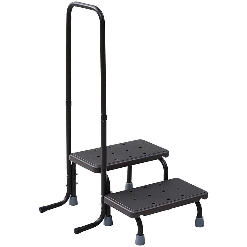ガーデンマスター Gardenmaster 取っ手付き樹脂2段踏み台 幅53.5×奥行53.5×高さ94.5cm ステップ幅22cm 耐荷重 約100kg バルコニー ベランダ デッキ 縁台 段差解消 介護 ガーデンマスター ダークブラウン YMP-55 0