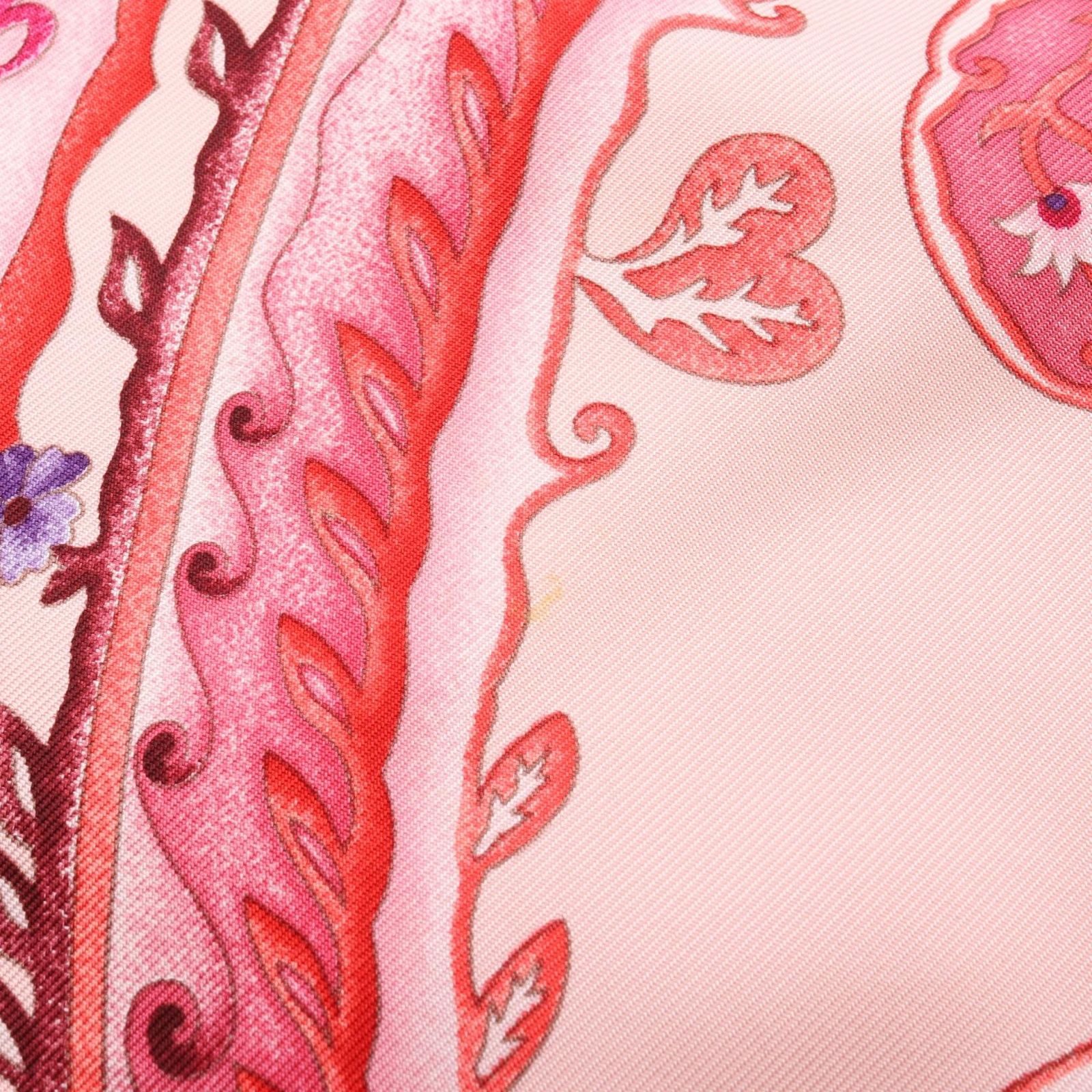 エルメス HERMES スカーフ カレ90 DE TOUT COEUR ピンク シルク