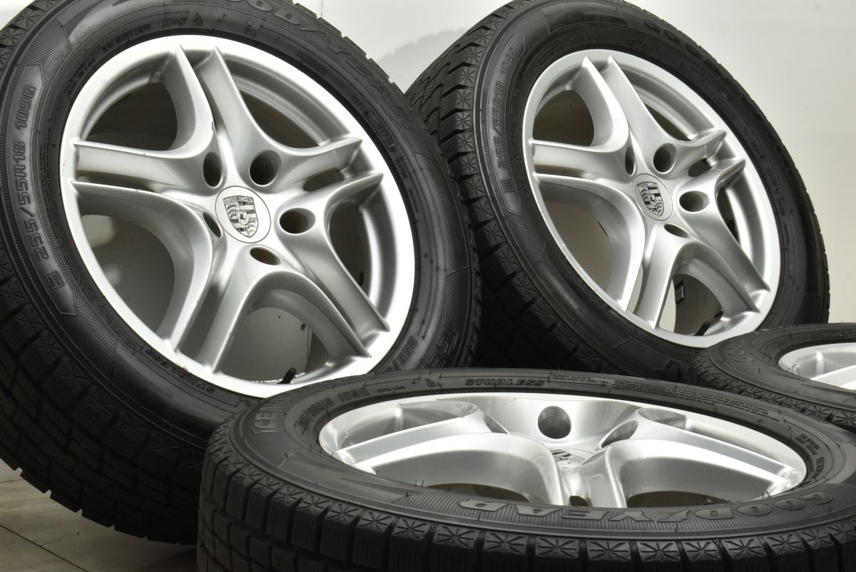 ポルシェ 957 カイエン 純正 18in 8J 57 PCD130 グッドイヤー アイスナビ SUV 255 55R18 7L5601025S アウディ Q7 トゥアレグ