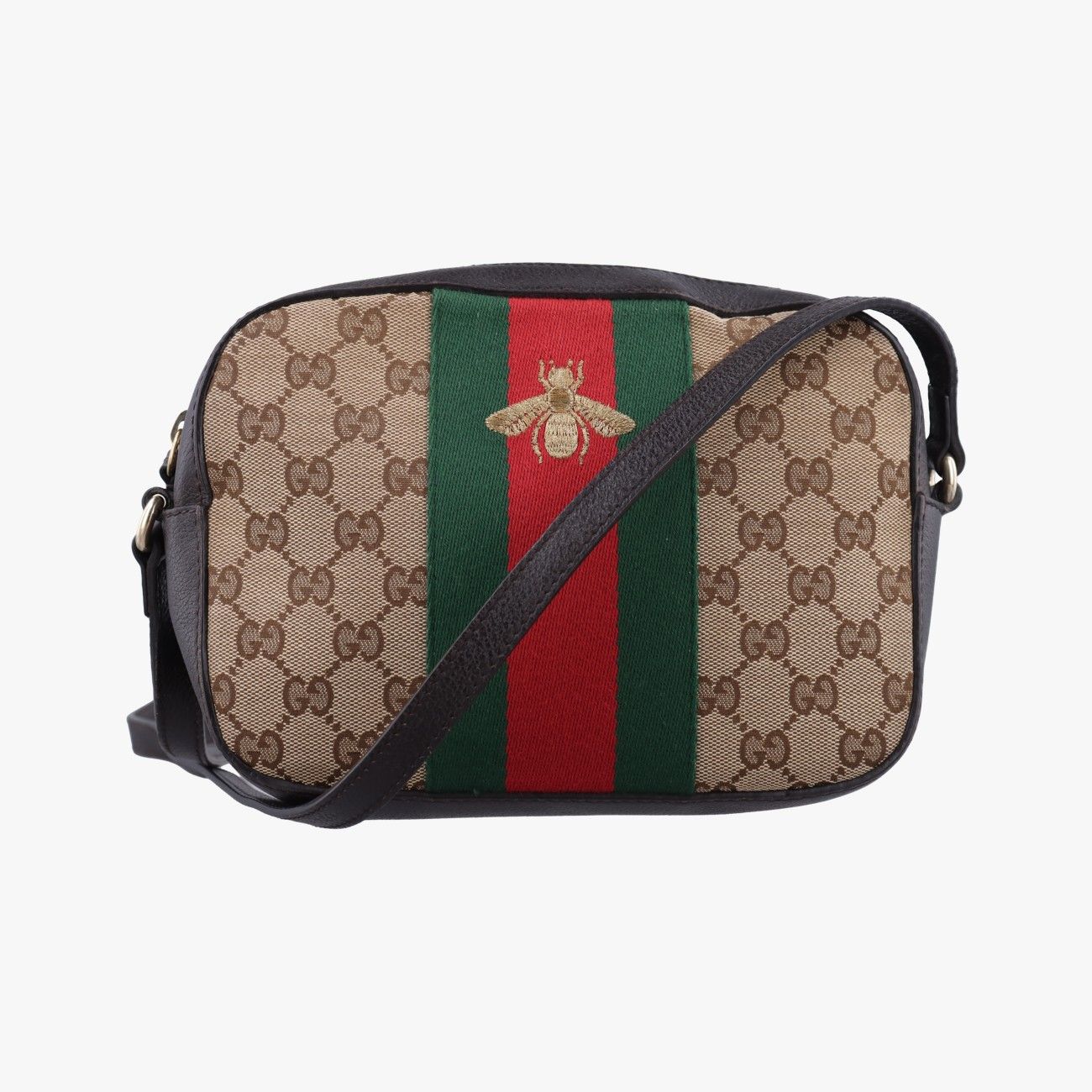 グッチGucciビー ウェブ ブラウン×レッド×グリーン ファブリック×レザー 412008 I019343798