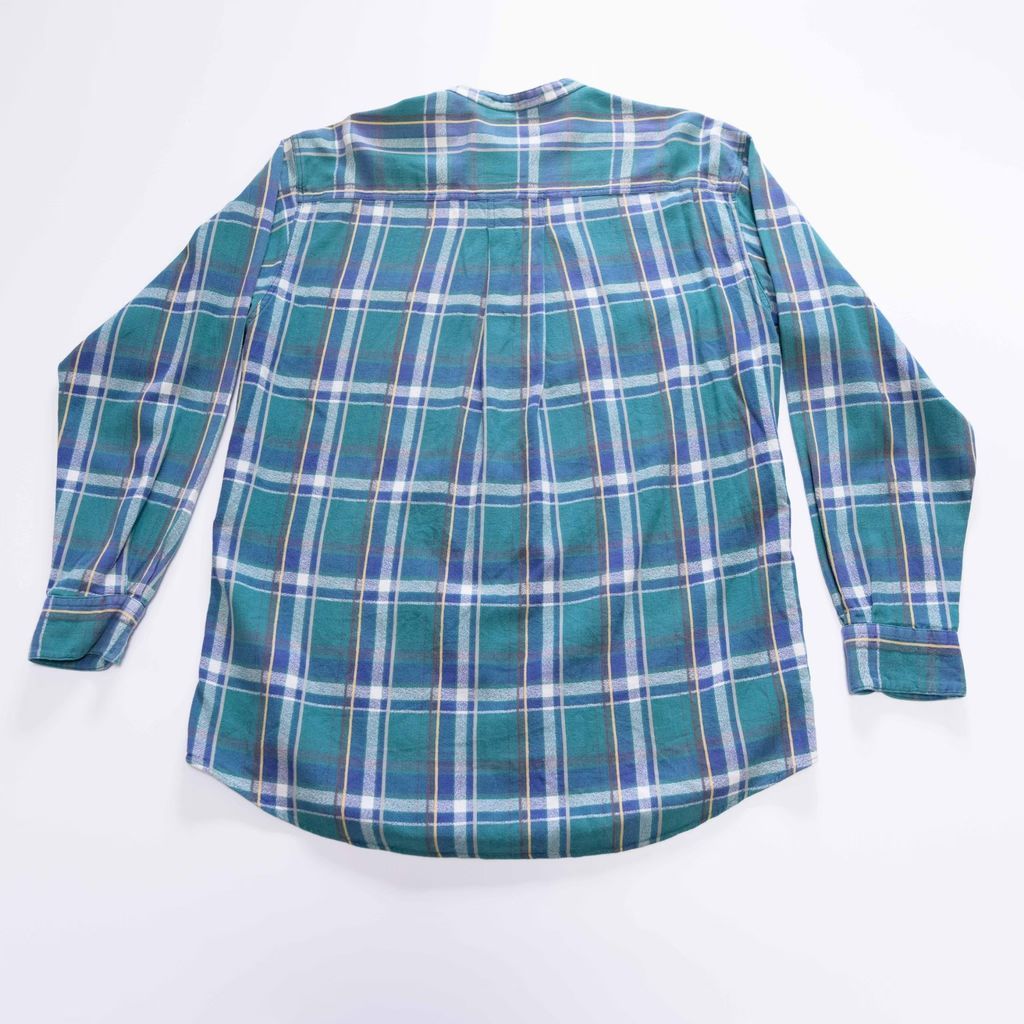 90s Woolrich スタンドカラー シャツ タータンチェック 緑 古着 L 90s Woolrich スタンドカラー シャツ タータンチェック 緑 古着