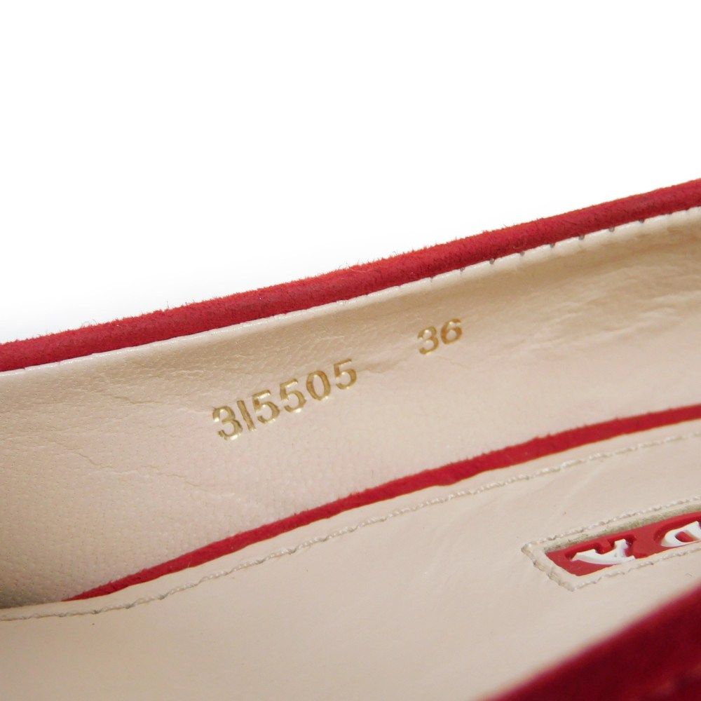 PRADA プラダ ポインテッド トゥ バックル スエード 36 ハバナ デミ柄  