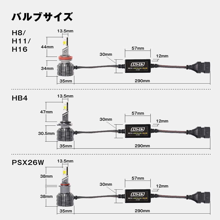 HB4 LED フォグランプ 3色切り替え ホワイト イエロー ライムイエロー フロスティブルー 後付け メモリー機能 12V 左右2個入り トリチェン エフシーエル 【fcl. 直営店】