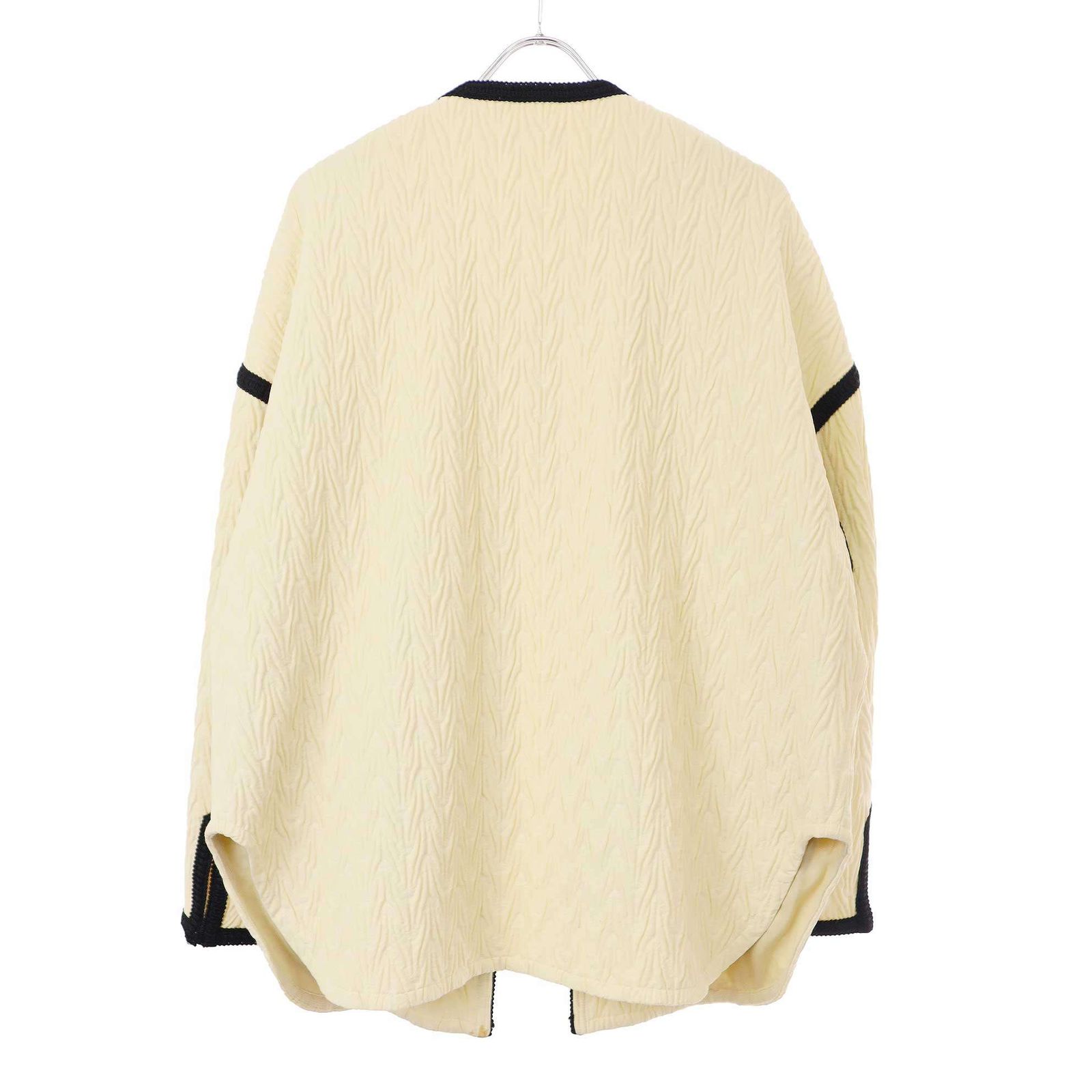 DES PRES デ プレ ヘリンボーンジャカードノーカラーショートコート 22