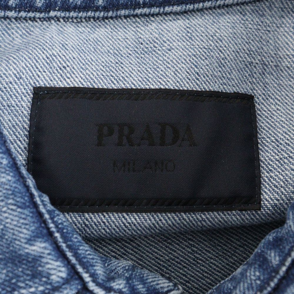 PRADA (プラダ) トライアングルロゴプレートデニム半袖シャツ