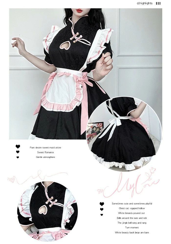 ワンピース ロリータ ハロウィン メイド服 ショート丈 中華風