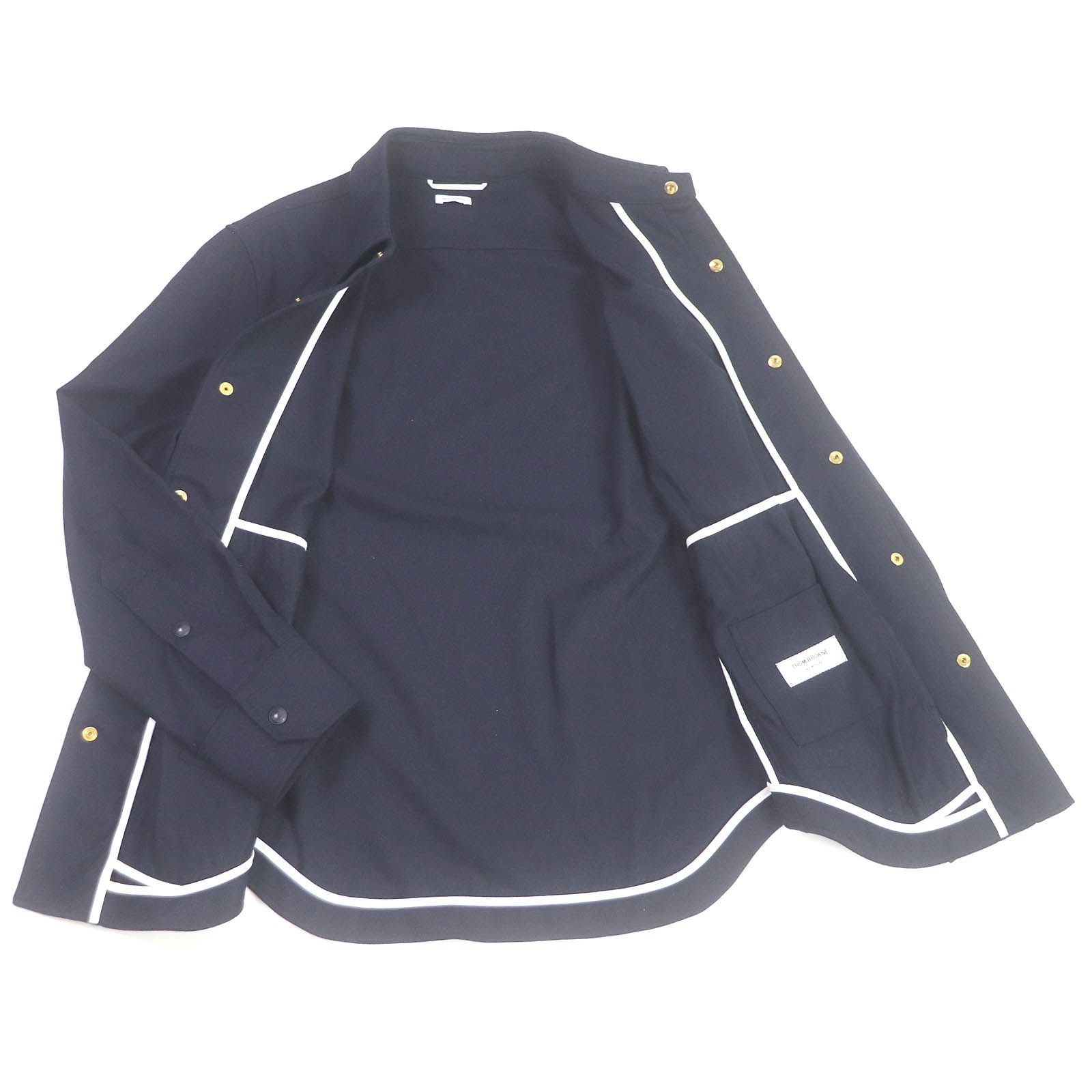 トムブラウン　ネイビー ウールカシミア 4BAR シャツジャケット トムブラウンネイビー ウールカシミア 4BAR シャツジャケット