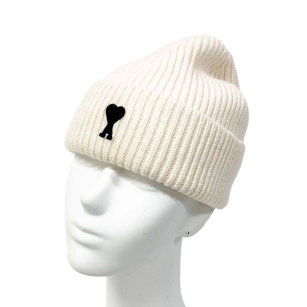 AMI PARIS アミパリス UBO006.018 151 ホワイト ウール Ami De Coeur ビーニー ニット帽 ユニセックス