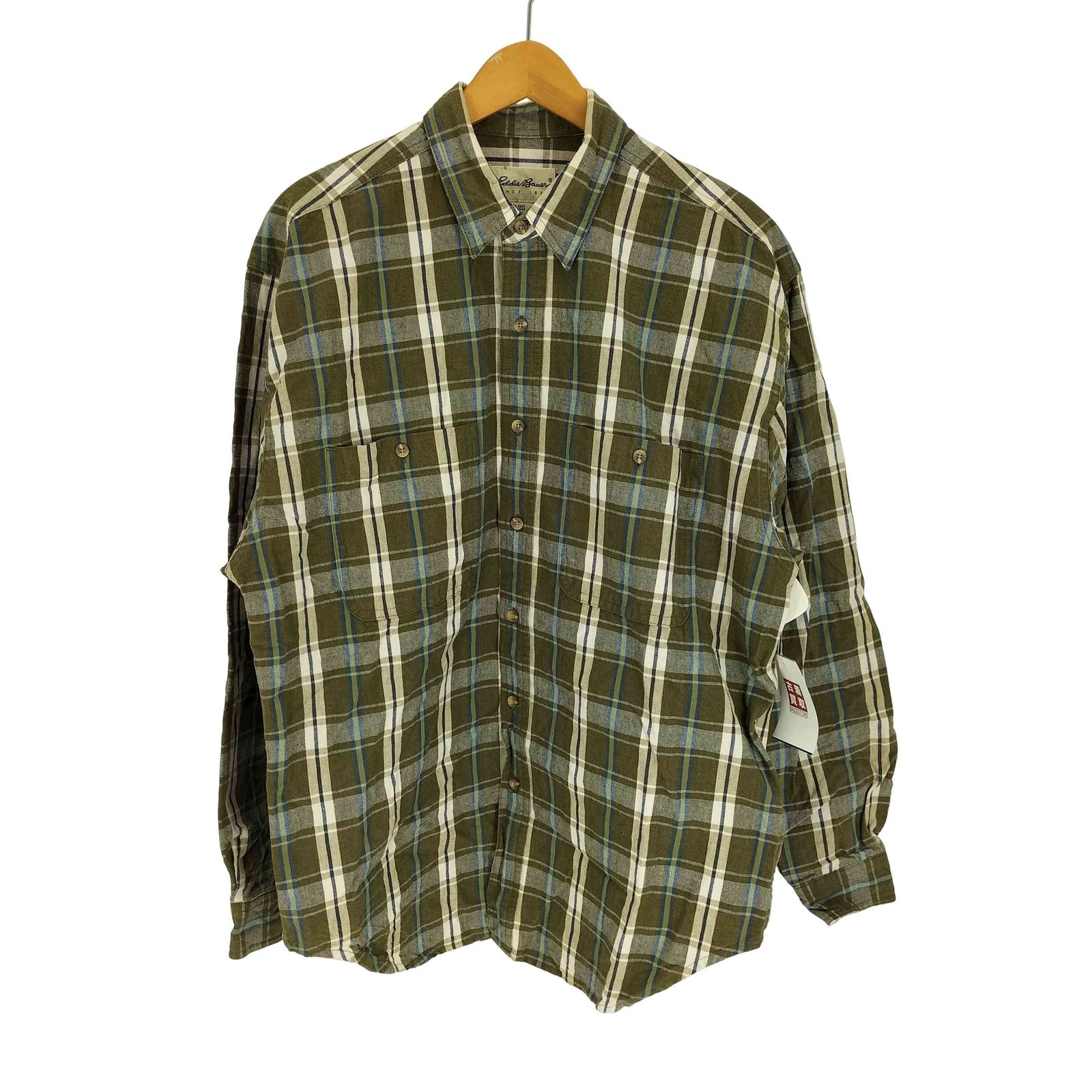 エディーバウアー Eddie Bauer 90-00S 白タグ タータンチェック L/S レギュラーカラー シャツ メンズ import：M 