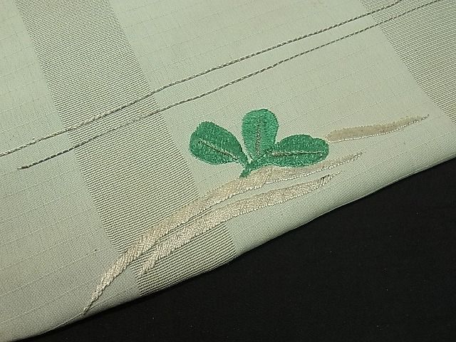 平和屋1■極上　アンティーク　大正ロマン　スリーシーズン　春夏秋　九寸名古屋帯　総刺繍　駒刺繍　立波に千鳥　金銀糸　1s294