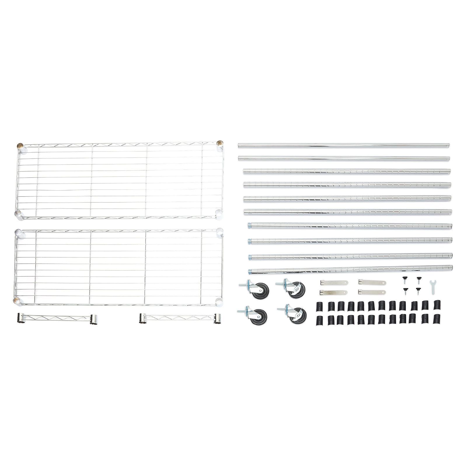 数量 キャスター付き 91.4 x 衣類用ダブルハンガーラック 35.6x182.9cm ベーシック クロム