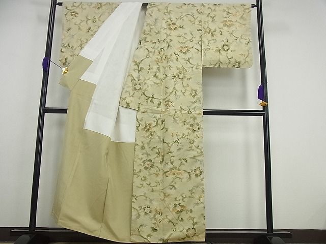 本物保証! 平和屋1□極上 紬 蠟纈染 更紗花唐草文 逸品 未使用3s4914