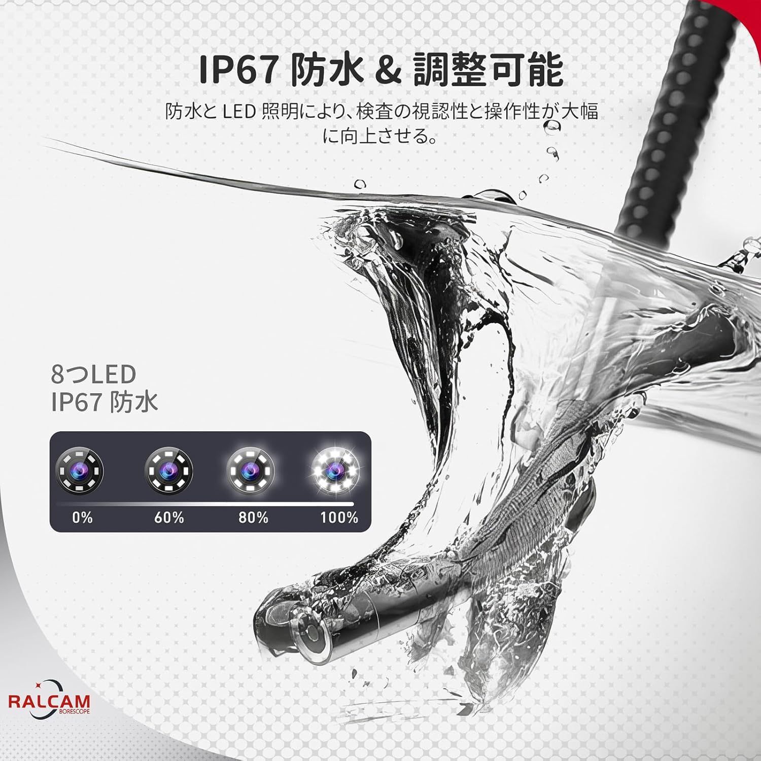 1080Pカメラ搭載 180°先端可動