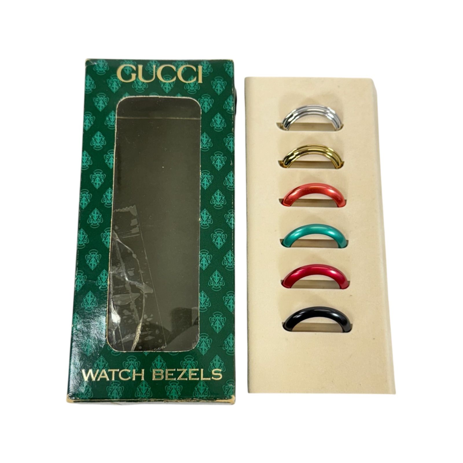 Gucci グッチ ヴィンテージ 11|12.2 チェンジベゼル 交換リング 6色セット き メタリック アルミニウム ブラック系 レッド系 グリーン系 オレンジ系 ゴールド系 シルバー系